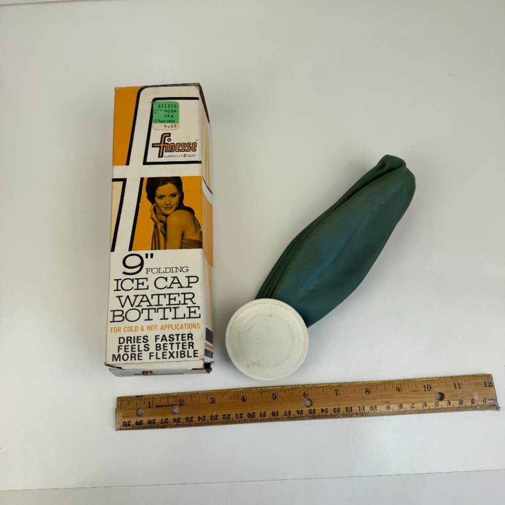 Vtg Used Finesse 9 inch folding Ice Cap Water‎ Bottle Ice Pack w Box Prop READ
